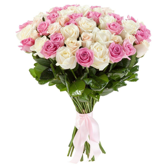 21 Pink Roses &amp; 28 White Roses Bouquet